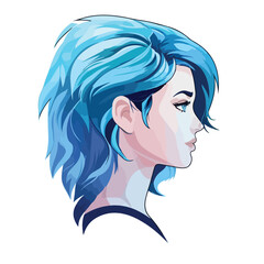 Professional Sporty Woman Avatar with Unique Blue Hair for User Profile in EPS Format