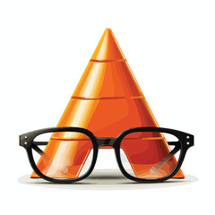 Professional Road Sign, Glasses, Traffic Cone Illustration for Safety Measures