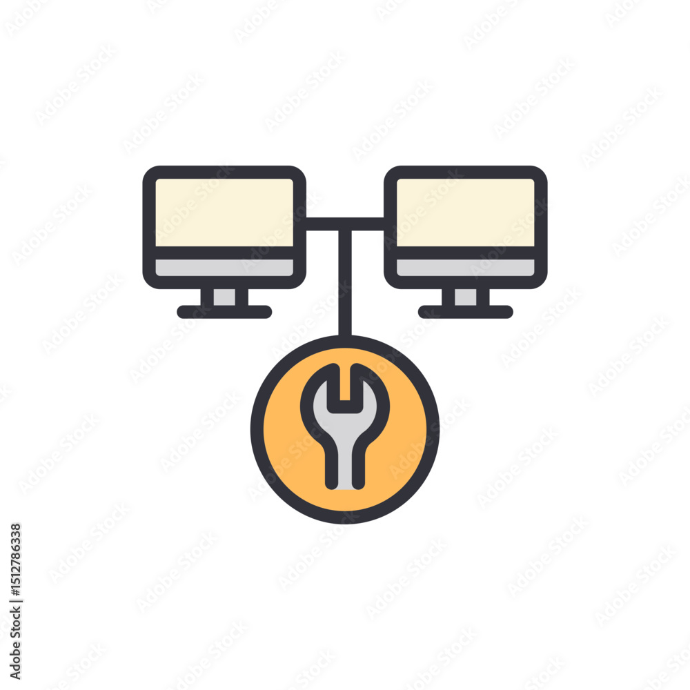 Poster network support with linked computers representing system maintenance