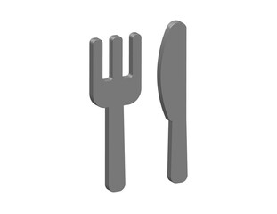 Simple 3D icon of cutlery icon