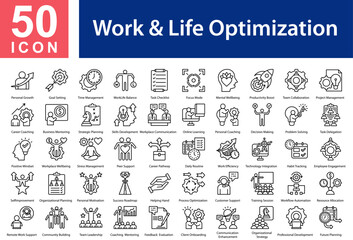 Work & Life Optimization Icon Collection and Symple Concept Outline vector