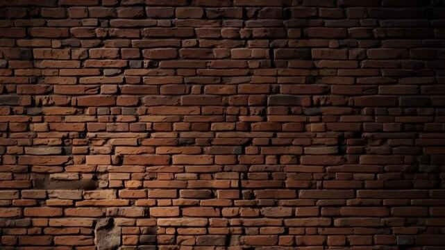 A full frame shot of a weathered brick wall with a blend of light and shadow effects across it background texture video
