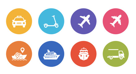 Fototapeta premium transportation, car, motorcycle, scooter, taxi, bus, train, boat, cruise ship, aircraf