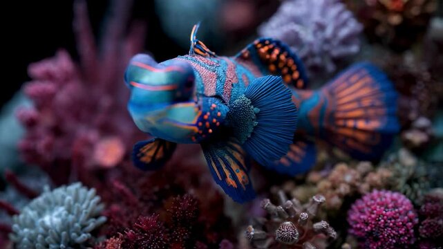 Vibrant Mandarin Fish in Coral Reef Ecosystem