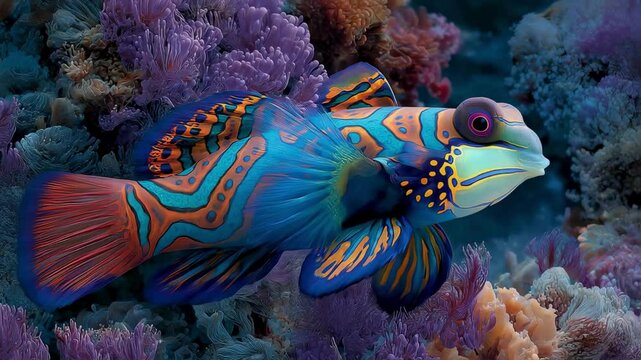 Vibrant Mandarinfish in Coral Reef Habitat