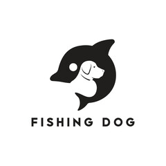 fish logo, dog logo, fish dog, fish dog logo, fishing dog logo