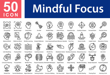 Mindful Focus Icon Collection and Symple Concept Outline vector