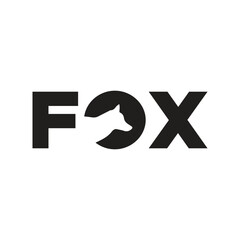 fox logo, negative space fox logo, fox word logo