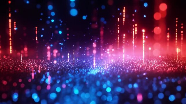 abstract background with neon lights. Abstract digital video background. neon binary code concept. video 3D animation. Data Science, futuristic, technology visualization.	
