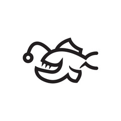 Minimal Angler fish logo line vector deep ocean