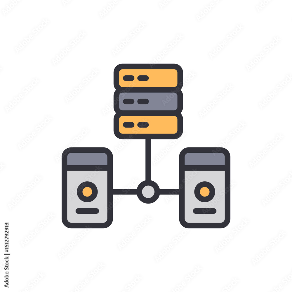 Poster decentralized network topology representing data servers connection