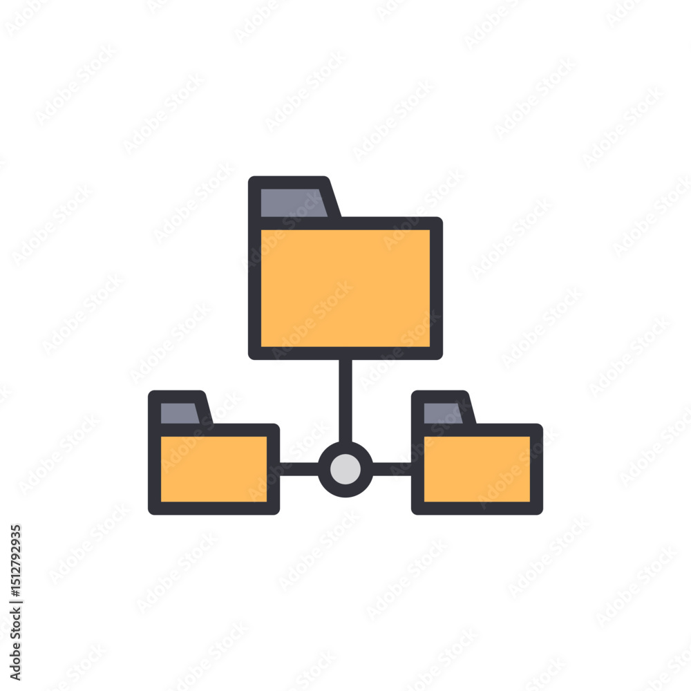 Poster depiction of files linked in a flat data structure on transparent