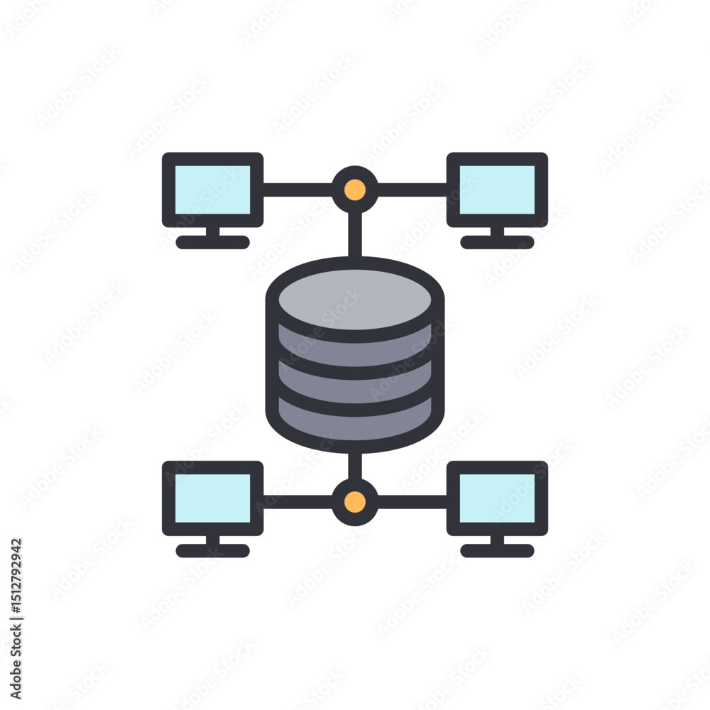 Poster decentralized network topology linking computer systems with shared database