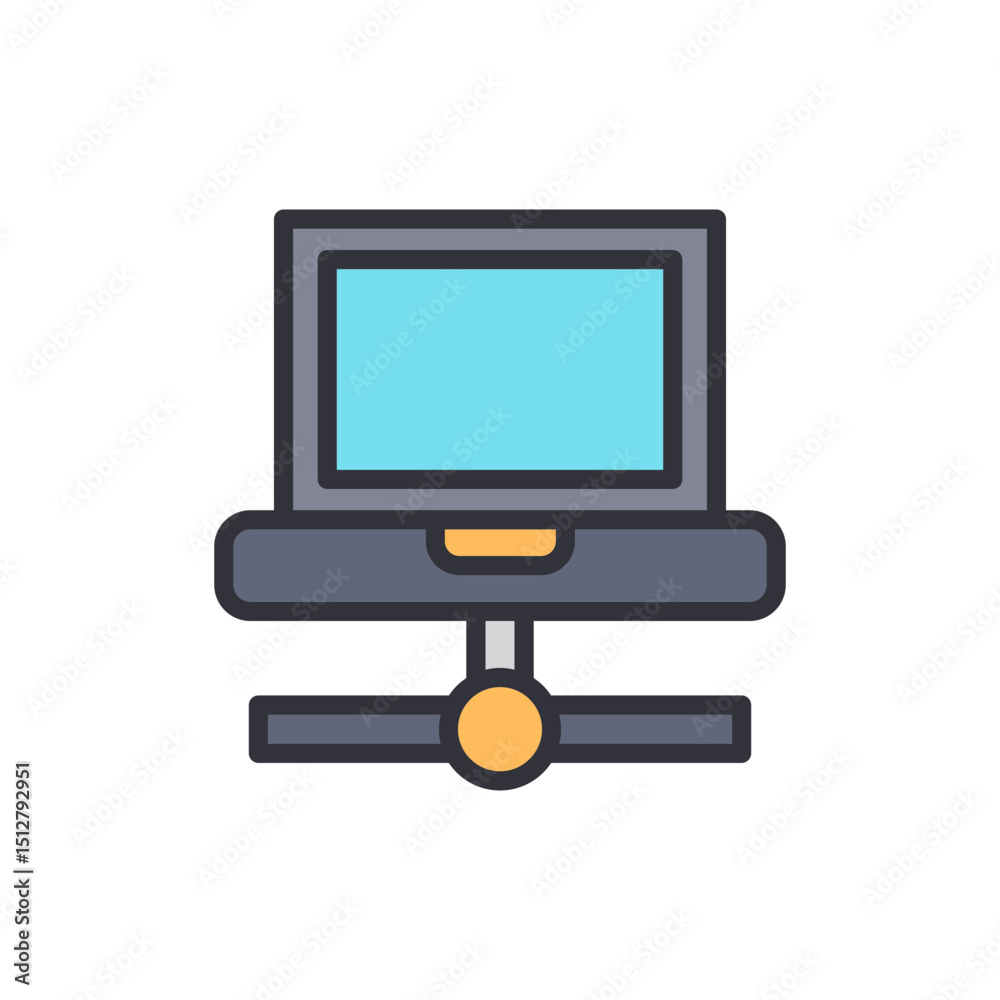 Poster conceptual illustration of a computer server with network connection