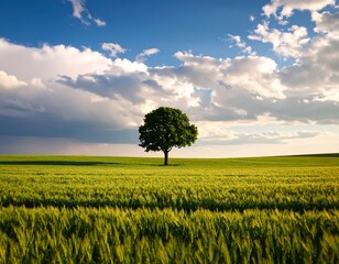 Lonely tree in a vibrant field