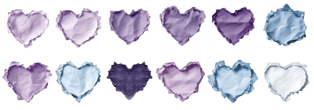 Set Of 12 Watercolor Hearts In Pastel Colors