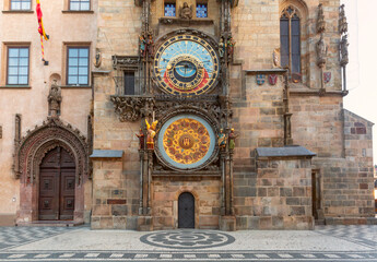 Close-up of the Astronomical Clock on Old Town Hall in Prague, Czech Republic