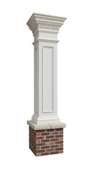 Fototapeta premium Tall decorative column with white panels resting on square brick foundation