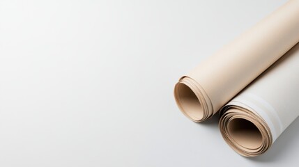 Rolls of Neutral Color Paper on a Clean Background for Creative Projects