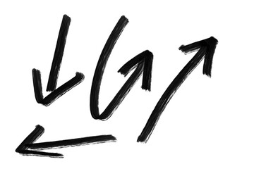 ink brush directional arrows on transparent background