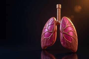 3D Render of Human Lungs Artistic Anatomy Model Respiratory System