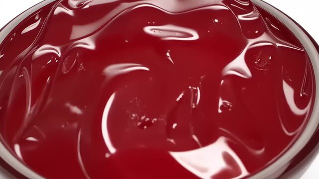 Bowl of Shiny Red Jelly Dessert on Plain Backdrop, Delicious and Attractive