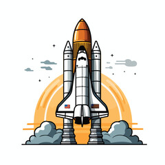 Obraz premium Detailed Vector Illustration of Isolated Space Shuttle Icon for Professional Designs