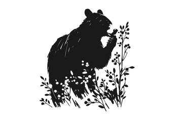 Black Bear hand drawn simple sketch vector illustration
