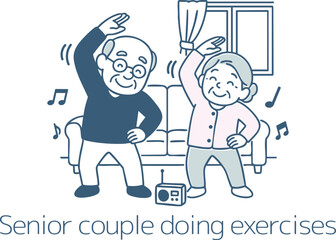 体操するシニア夫婦