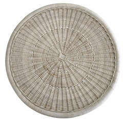 White rattan woven round top table