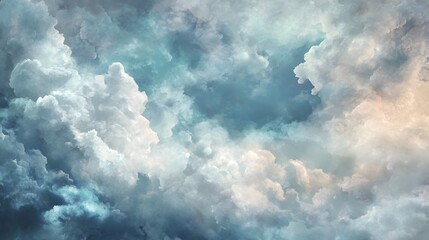 Fototapeta premium A dramatic sky filled with swirling clouds of pastel hues.