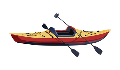 Red Yellow Kayak with Paddle