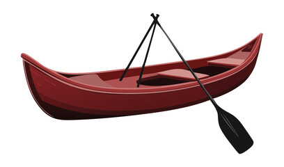 Brown Canoe with Single Paddle
