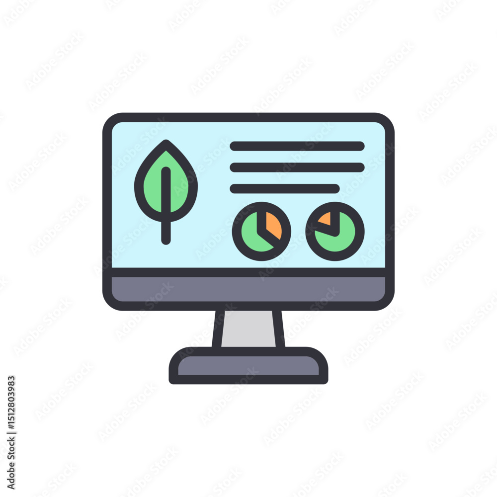 Poster computer screen displaying environmental data and chart informations