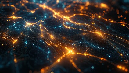 Obraz premium Abstract network of glowing particles