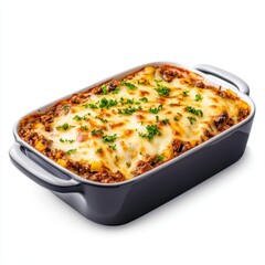 Baked Lasagna with Cheese Topped Freshly Made Italian Cuisine Dish