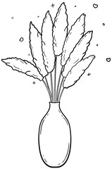 Ornamental Plumes in a Vase Coloring Page