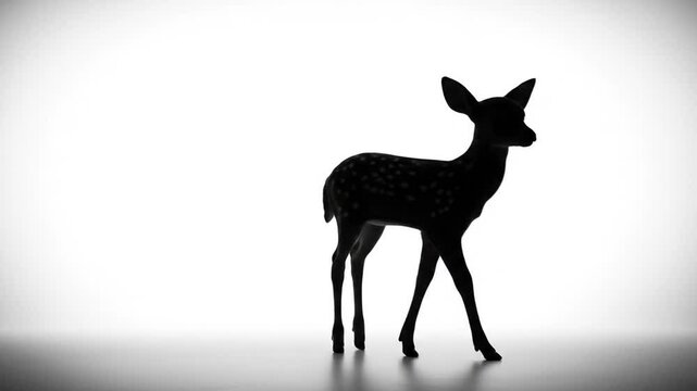 Silhouette Deer: A striking black silhouette of a graceful deer stands elegantly, highlighting its delicate features and capturing the animal's serene presence. 