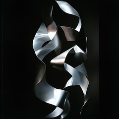 Abstract Metal Sculpture With Twisted Shapes
