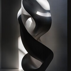 Abstract Spiral Sculpture With Dramatic Lighting