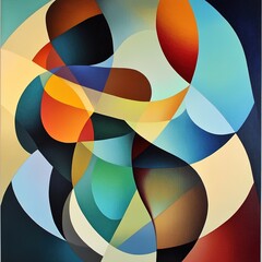 Abstract Geometric Art Painting With Vibrant Colors