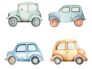 Cute Vintage Cars Illustration