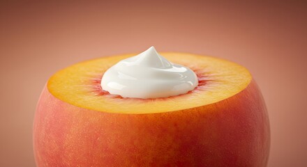 Peach with Cream Cheese Filling on Pink Background