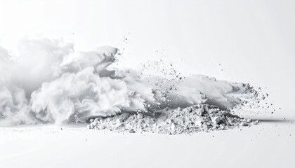 Fototapeta premium White Dust Explosion Effect, Chalk dust scatter in precise formation.