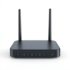 Fototapeta premium Modern Wireless Router with Antennas and USB Ports for Home Networking