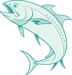 Stylish Amberjack Sea Fish Vector Illustration with Graceful Curves and Soft Colors - Perfect for Marine and Ocean-Themed Artworks