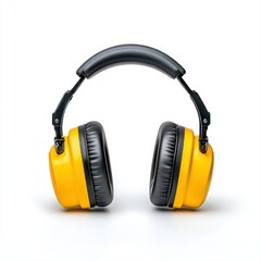 Bright Yellow Headphones with Black Cushions on a Clean White Background