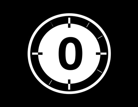 White timer zero on black