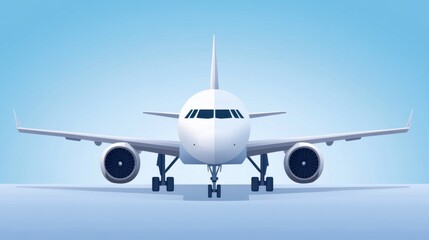 Obraz premium Airplane Front View with Blue Sky Background for Travel and Transportation Use