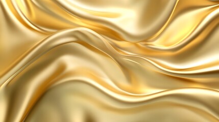 Obraz premium Luxurious golden silk fabric drapes in flowing folds.